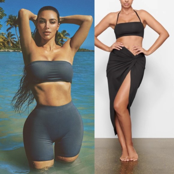 SKIMS Other - SKIMS Swim Bandeau Bikini Top Womens Tube Strapless Swimwear Onyx Plus Sz 2X NWT